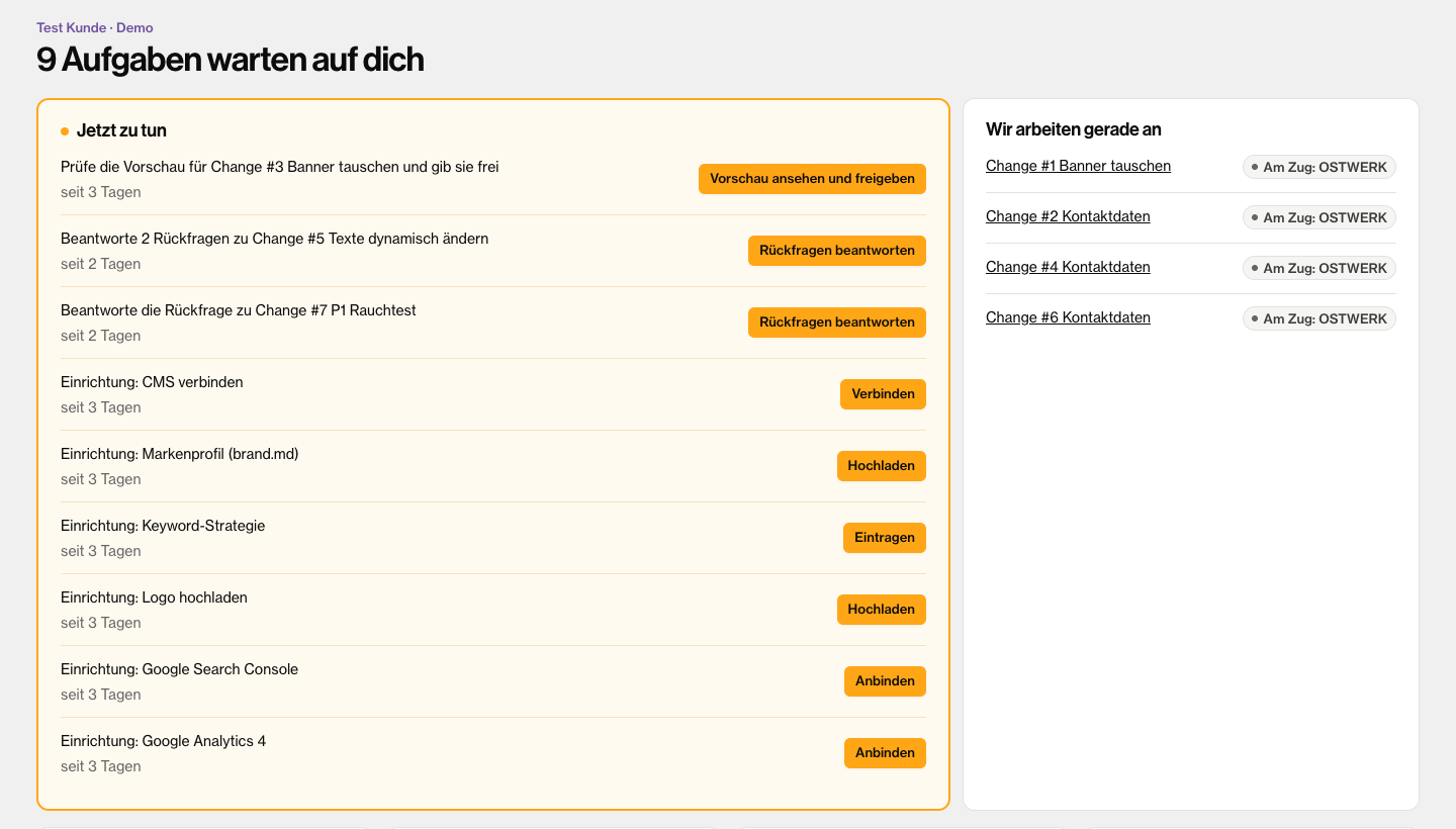 Bildschirm der App: Du siehst, was auf dich wartet (Beispieldaten)
